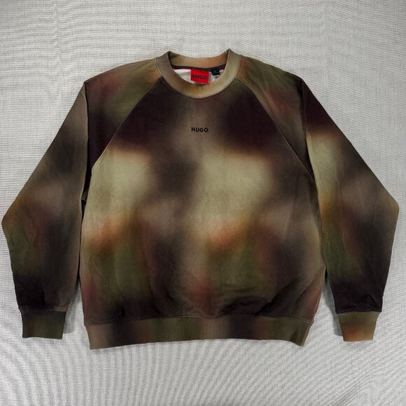 HUGO Boss Camo Tie Dye Sweatshirt Crewneck Long Sleeve Pullover Size XL - Picture 1 of 11